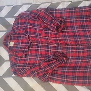 Longer red, white and blue, non flannel shirt
